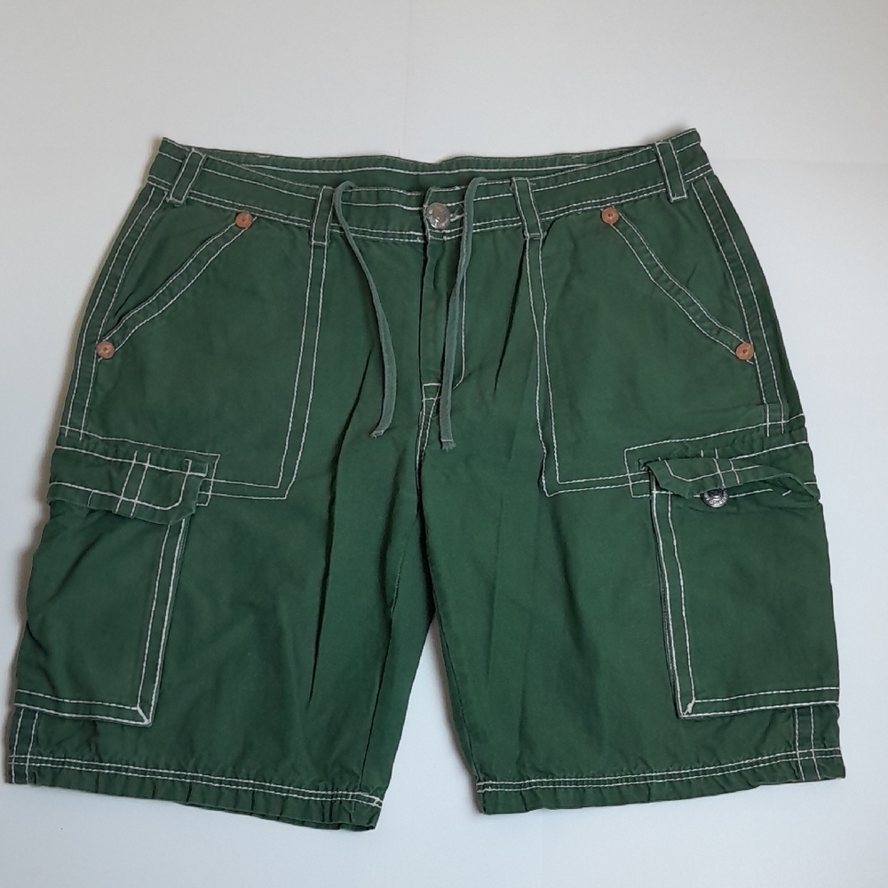 True Religion Men's Forest Green Cargo Shorts